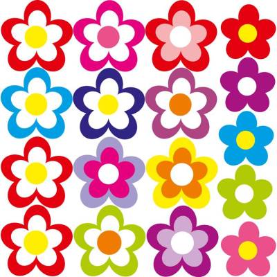 17 Fußbodenaufkleber - Blumen - bunt