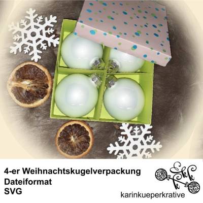 Plotterdatei 4-er Weihnachtskugelverpackung