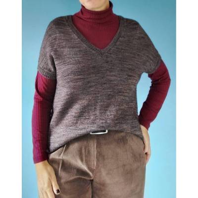 Anleitung: Comfy V Neck Sweater - Pullover oder Slipover stricken mit V Ausschnitt Ärmel kurz oder lang