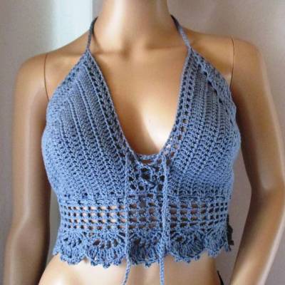 Bikinitop aus elastischer Baumwolle, Häkeltop, Bustier, Sommertop, Top, Bikini