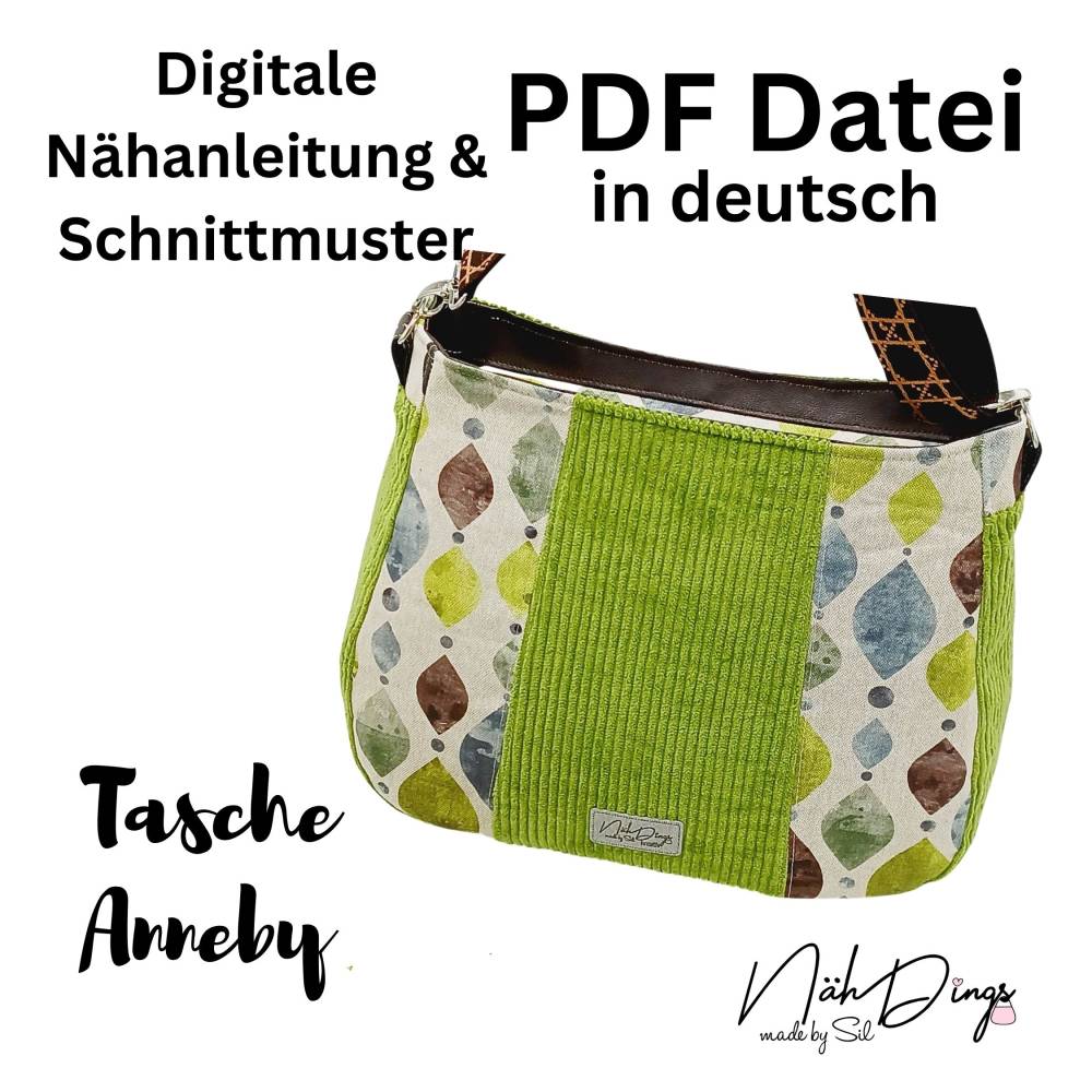 Ebook  - Tasche Anneby - digitale Nähanleitung mit Schnittmuster zum selber ausdrucken Bild 1