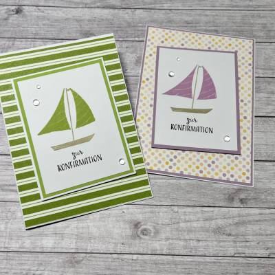 Grußkarten / Glückwunschkarten zur Konfirmation, Segensfeste, festlicher Anlass, Segelboot, Stampin‘ Up!, Handarbeit 