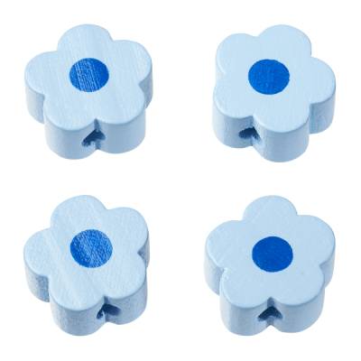 Holzperle-Blume Hellblau