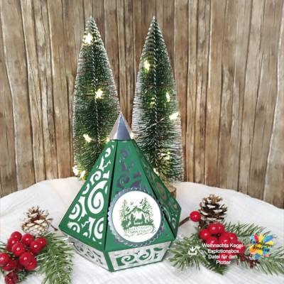 Plotterdatei Kegel Explosionsbox Weihnachten Silhouette & Brother & Cricut