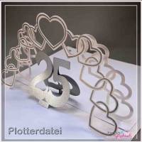 Plotterdatei 3D-Karte Silberhochzeit – Digitale Bastelvorlage zum Sofort-Download