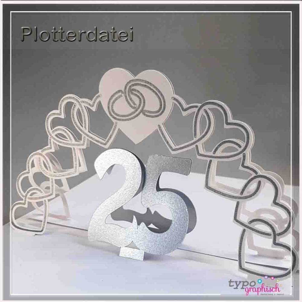 Plotterdatei 3D-Karte Silberhochzeit – Digitale Bastelvorlage zum Sofort-Download Bild 2