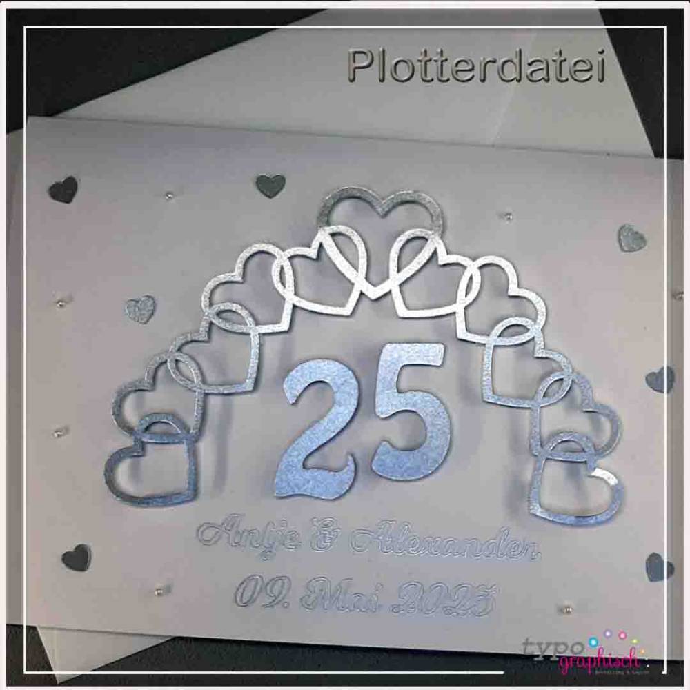 Plotterdatei 3D-Karte Silberhochzeit – Digitale Bastelvorlage zum Sofort-Download Bild 3