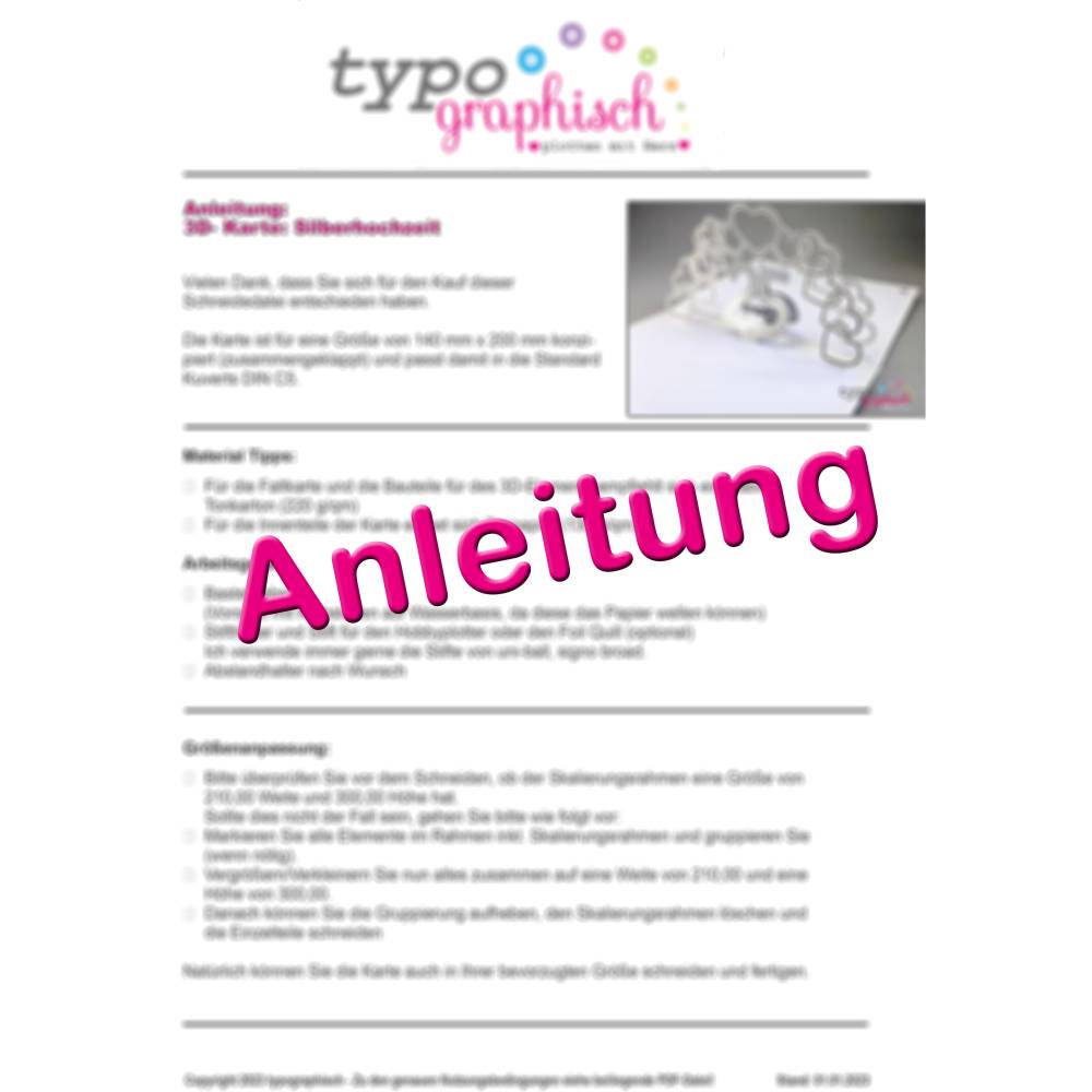 Plotterdatei 3D-Karte Silberhochzeit – Digitale Bastelvorlage zum Sofort-Download Bild 5