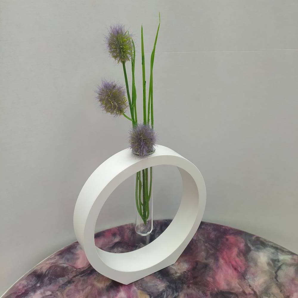 Blumenvase mit Reagenzglas, rund