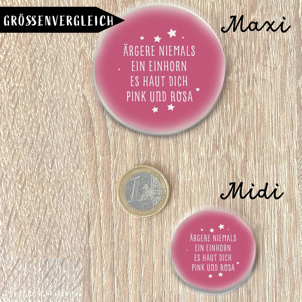 Ärgerne niemals ein Einhorn, es haut dich Pink und Rosa Magnet in 2 Größen Bild 3