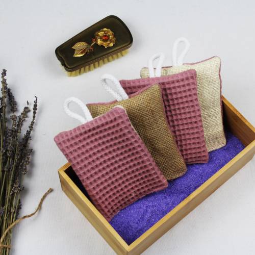 Spülschwamm Schrubschwamm mit Aufhänger Altrosa zerowaste wiederverwendbar Spültuch Putzschwamm 3lagig Baumwolle & Jute 