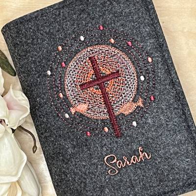 Gotteslobhülle, Kommunion, Firmung, Konfirmation, Kreuz, gestickt, Filz, Geschenk, Mädchen, Junge,  personalisierbar