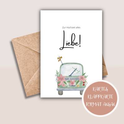 Hochzeitskarte zum Ausdrucken, druckbare Karte, Zur Hochzeit alles Liebe Karte zum Ausdrucken