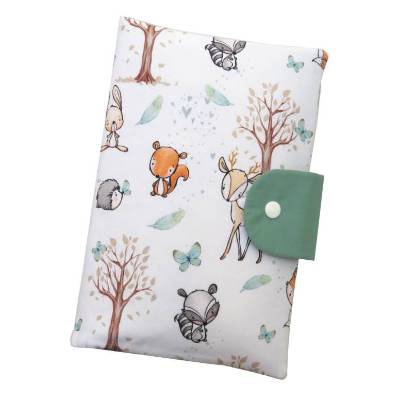 Windeltasche *Waldtiere mint* Wickeltasche mit Feuchttüchertasche, Reißverschlusstasche und Schnullerband