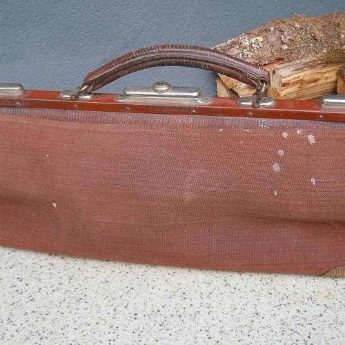 Arzttasche Hebammentasche Leder Vintage – Original mit Leinenüberzug & Schlüssel