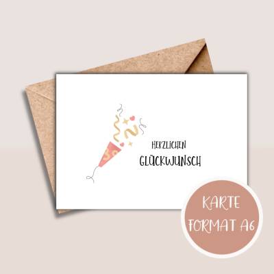 Glückwunschkarte zum Ausdrucken, druckbare Karte, Herzlichen Glückwunsch Karte zum Ausdrucken