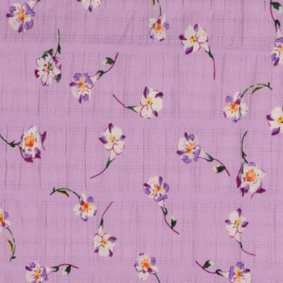 Baumwoll Slub Voile Blumen flieder (1m/12,-€)