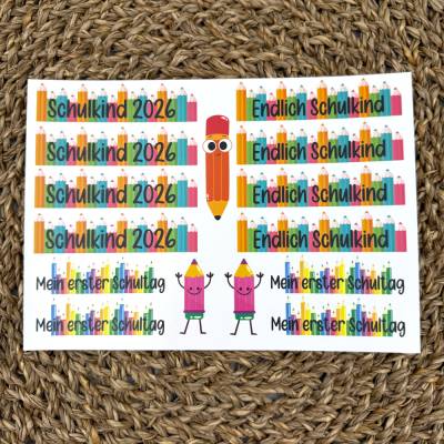 Kerzentattoo SCHULKIND, A5, Wasserschiebefolie, Kerzenfolie, Kerzensticker, Kerzen beschriften, Einschulung, Schule