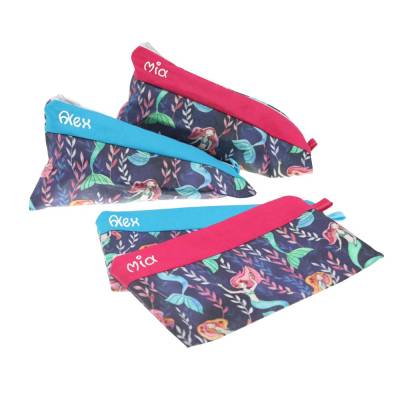 Federmäppchen Meerjungfrau Blau mit Namen personalisiert Mäppchen Schulmäppchen Brillenetui Schlampermäppchen Etui