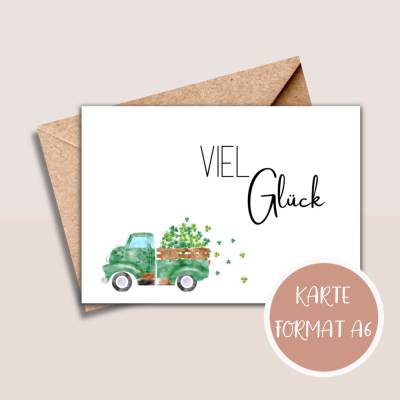 Viel Glück Karte zum Ausdrucken, druckbare Karte, Glückwunschkarte, Mutmachkarte zum Ausdrucken