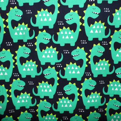 Jersey  Stoff  Kinderstoff  Dinos  Dinosaurier  Dunkelblau