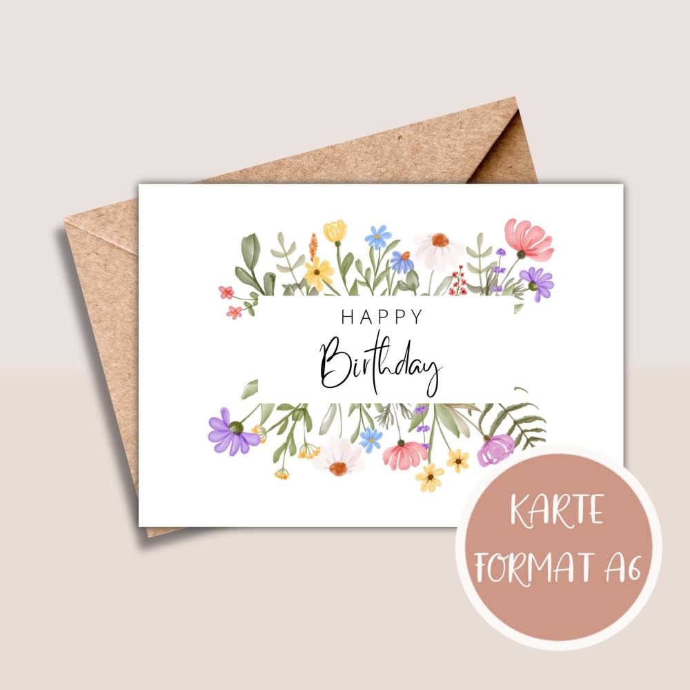Happy Birthday Karte zum Ausdrucken, druckbare Karte, Glückwunschkarte