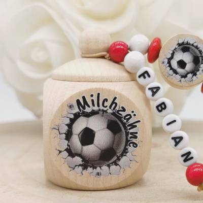 Milchzahndose mit Name Junge Fußball Zahndose Geschenkidee 