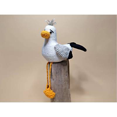 Gehäkelte Möwe, maritime Deko, Kawaii Möwe, Seemöwe, Amigurumi Kantenhocker