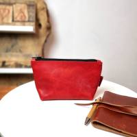 Kleine Tasche aus Leder, Ledertäschchen, Krimskramstasche in rot