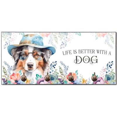 Hundegarderobe LIFE IS BETTER WITH A DOG mit Australian Shepherd