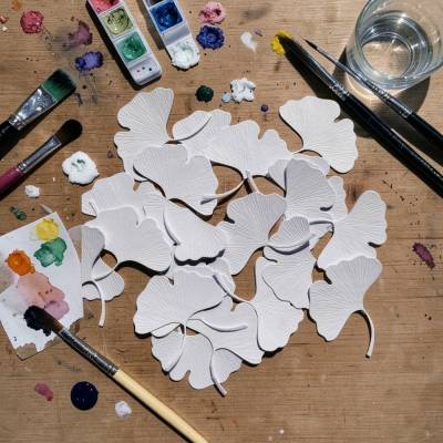 20 Ginkgo Blätter gestanzt aus Aquarellkarton 300g/m² – DIY Streudeko & Scrapbooking Zubehör zum Bemalen