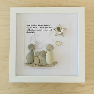 Steinbild Sternenkind – Personalisierte Erinnerung mit Stern, Pusteblume & Herz – Handmade Unikat STB-2
