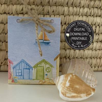 FREEBIE | Geschenk Box Tasche Schachtel Sommer Insel Ferien  | DIY zum selbst drucken