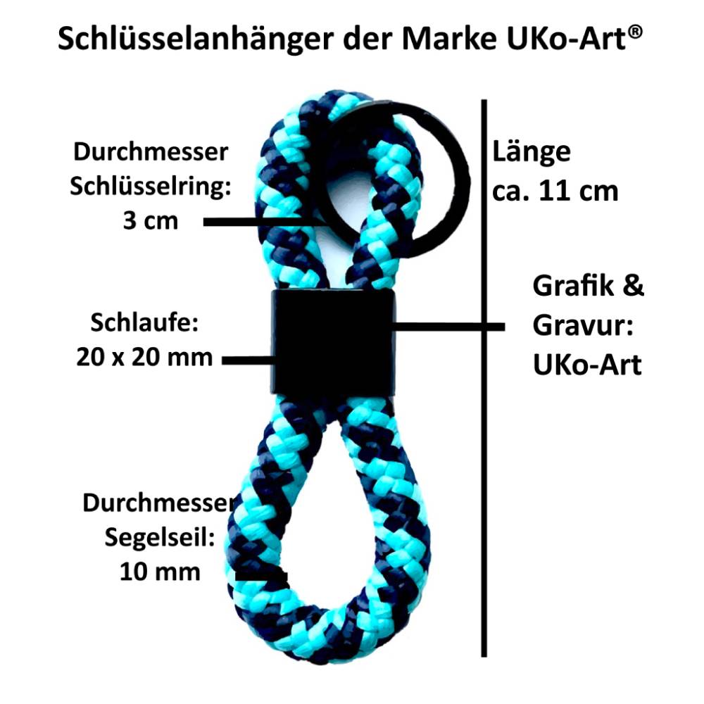 personalisierter Schlüsselanhänger Pferd mit Wunsch-Name, Segelseil/Segeltau in 34 Farben Bild 2
