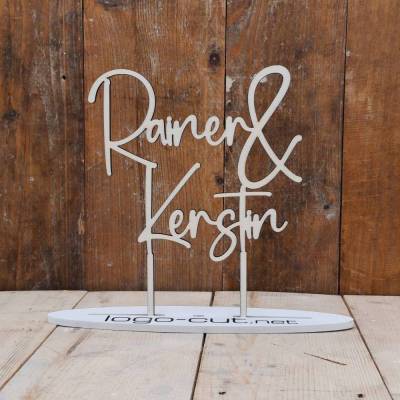 Holz Cake Topper Hochzeit personalisiert – Pappelsperrholz, individuell graviert, 15 cm breit