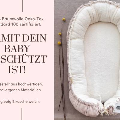 Babynestchen Nordic Waffel hellbeige Creme 