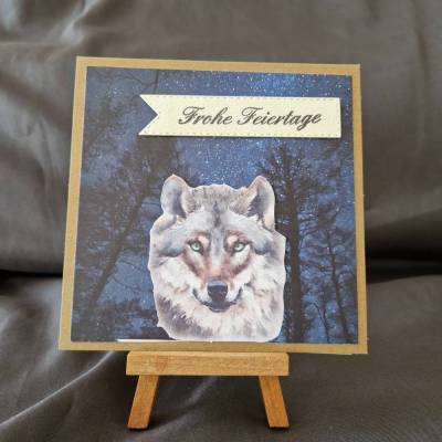 Weihnachtskarte - Weihnachten - Frohe Feiertage - Wolf - Wald - Geschenk zu Weihnachten - Karte zu Weihnachten
