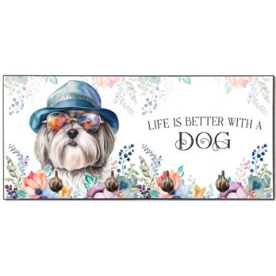 Hundegarderobe LIFE IS BETTER WITH A DOG mit Shih Tzu