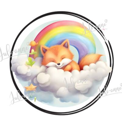 Bügelbild PATCH Fuchs Regenbogen Wolke 
