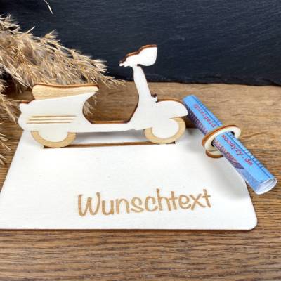 Geldscheinhalter Roller, Vespa, Geburtstag, Führerschein, Geschenk, Wunschtext, Personalisierbar