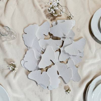 20 Ginkgo Blätter gestanzt – weißer Karton, Streudeko, Scrapbooking & Kartengestaltung