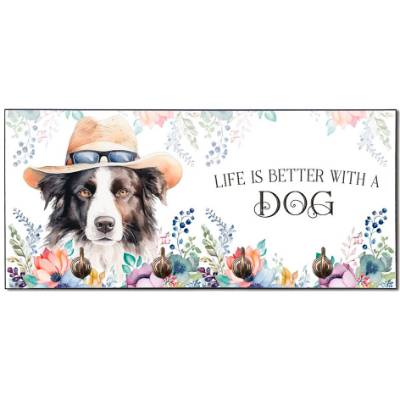 Hundegarderobe LIFE IS BETTER WITH A DOG mit Border Collie