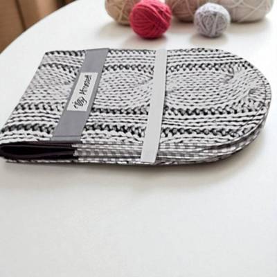 Rundstricknadel Etui XL Deluxe – Baumwolltasche mit Strickmusterprint zur Aufbewahrung