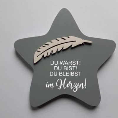 Erinnerung an ein Sternenkind, Geschenk für Sterneneltern, individuelle gestaltetes Trauergeschenk, grauer Stern, Gott,