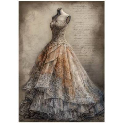 Bastelpapier - Decoupage-Papier - A4 - Softpapier - Vintage - Shabby - Vintage Dress - Kleid - 13278