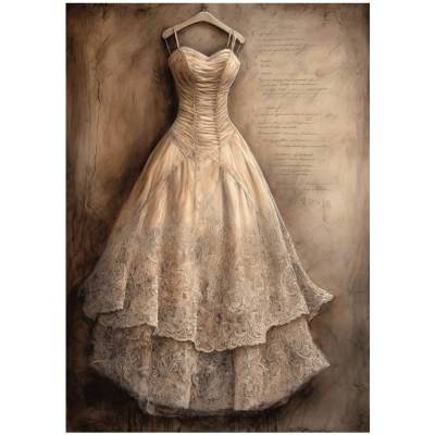 Bastelpapier - Decoupage-Papier - A4 - Softpapier - Vintage - Shabby - Vintage Dress - Kleid - 13280