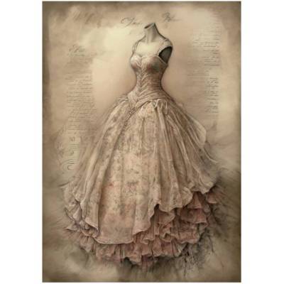Bastelpapier - Decoupage-Papier - A4 - Softpapier - Vintage - Shabby - Vintage Dress - Kleid - 13281