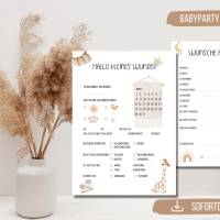 Babyshower Spiel zum ausdrucken | Babyparty Tippkarten | Baby Ratespiel | Boho Regenbogen Giraffe |  Sofortdownload
