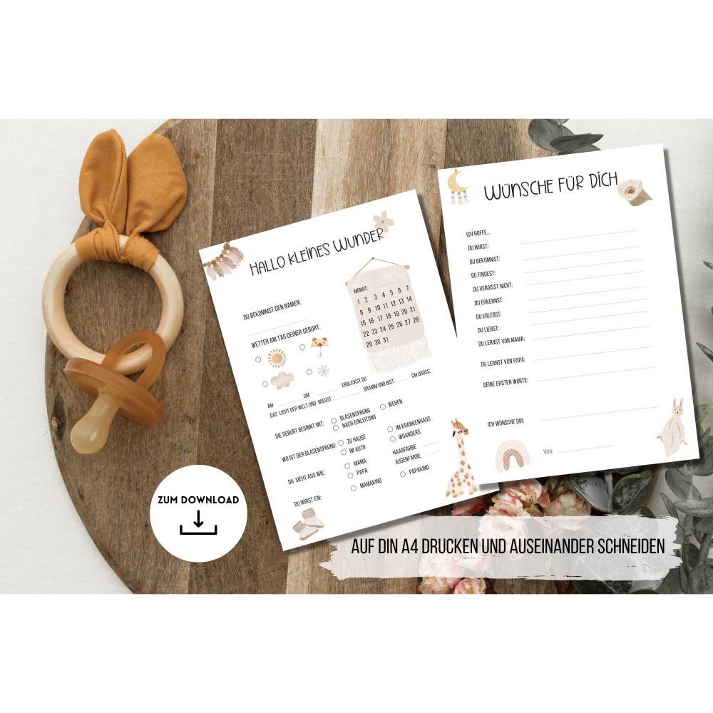 Babyshower Spiel zum ausdrucken | Babyparty Tippkarten | Baby Ratespiel | Boho Regenbogen Giraffe |  Sofortdownload Bild 2