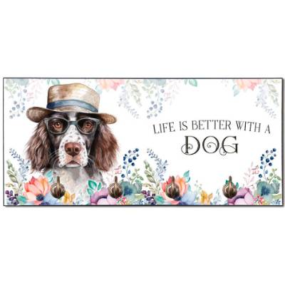 Hundegarderobe LIFE IS BETTER WITH A DOG mit Kleinem Münsterländer